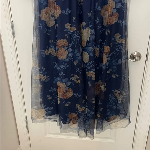 Baltic Born Layla Tulle Maxi Dress Blue + Golden Floral 2XL Long Sleeve New - Picture 6 of 9